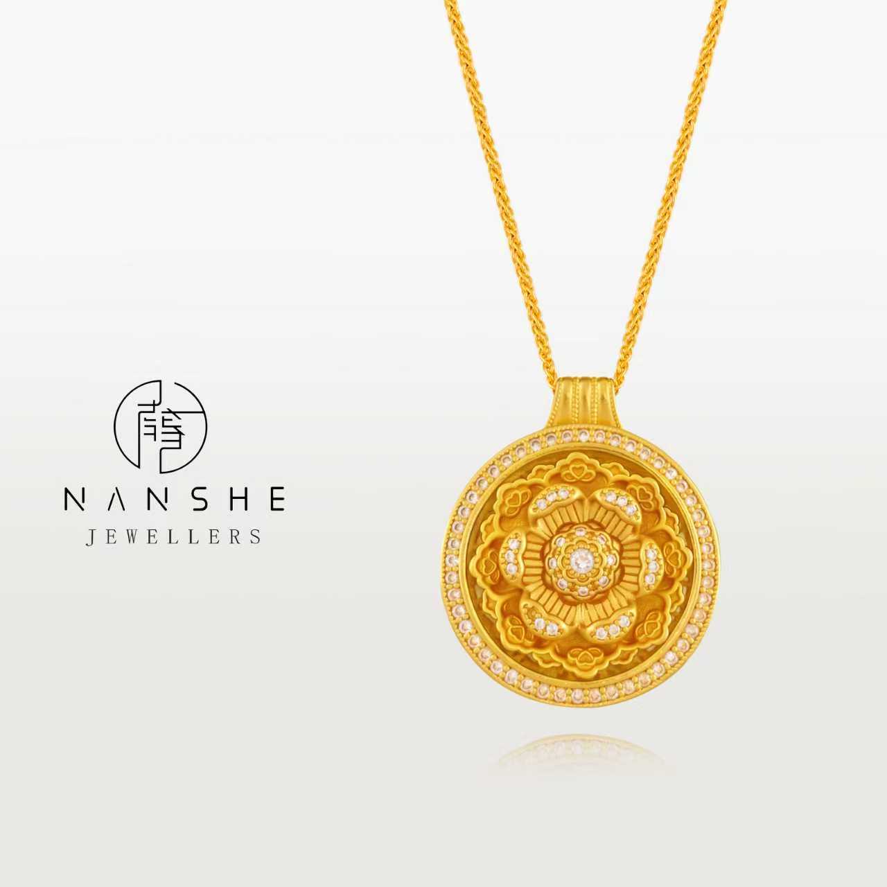 NANSHEN南奢 【福来运转】两款新中式福来运转宝相花罗盘项链L1905