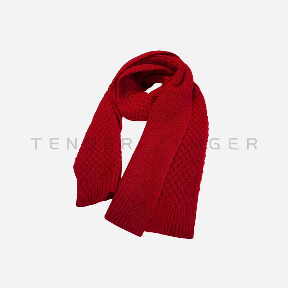 Tender Jinger｜时尚保暖纯色针织菠萝纹羊毛围巾WJ52358