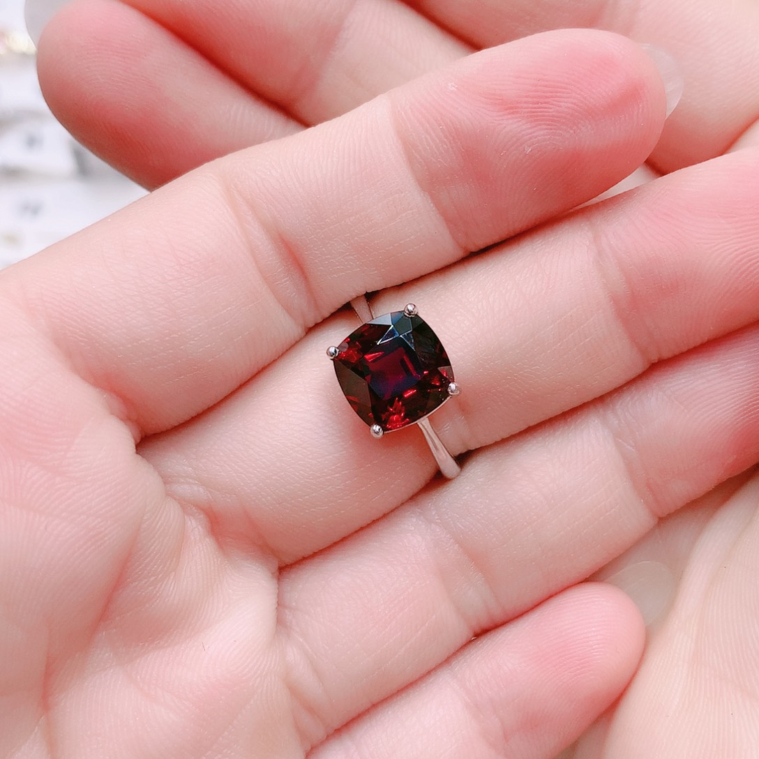 石榴石戒指银S925镶嵌