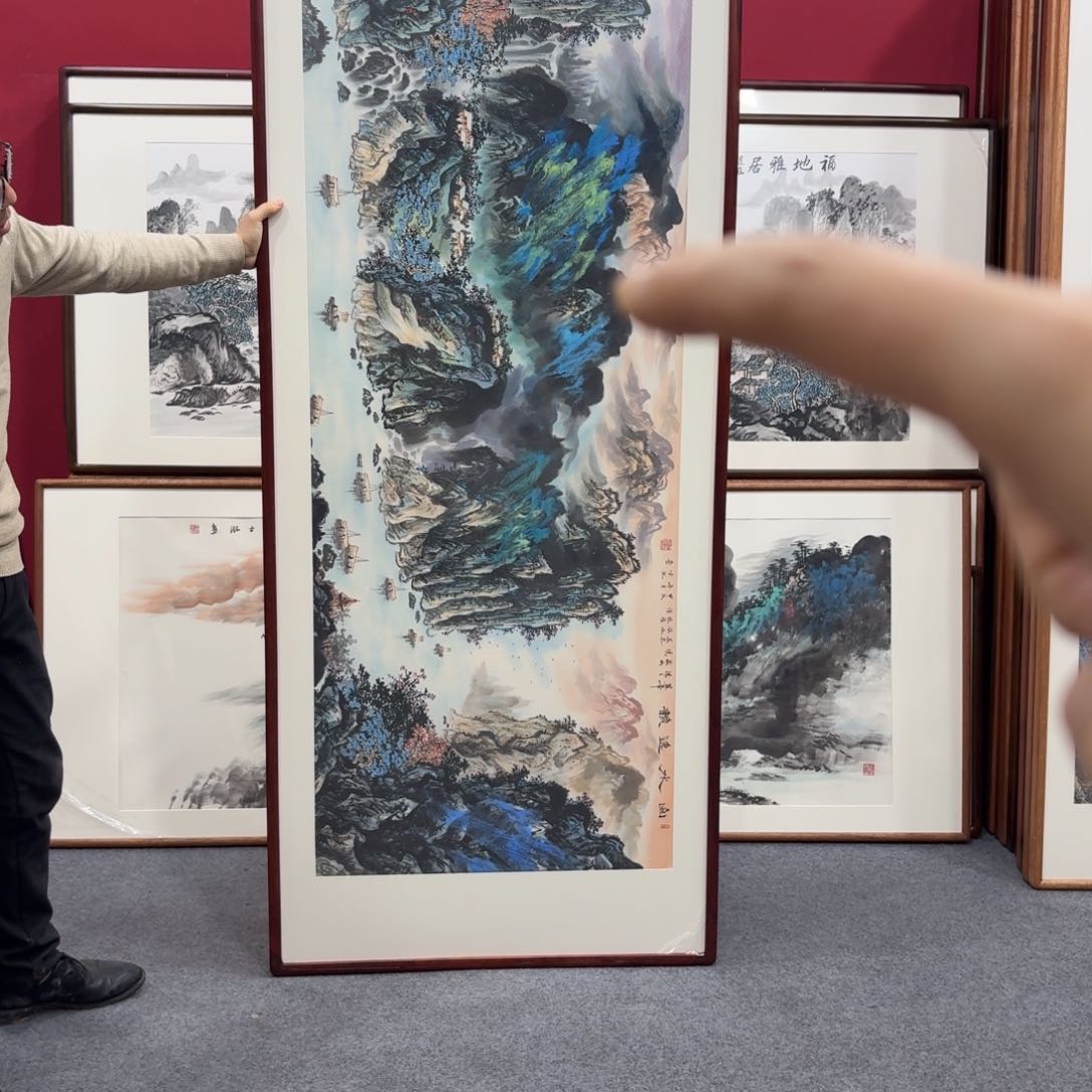 国画带框绘画210/80尺寸