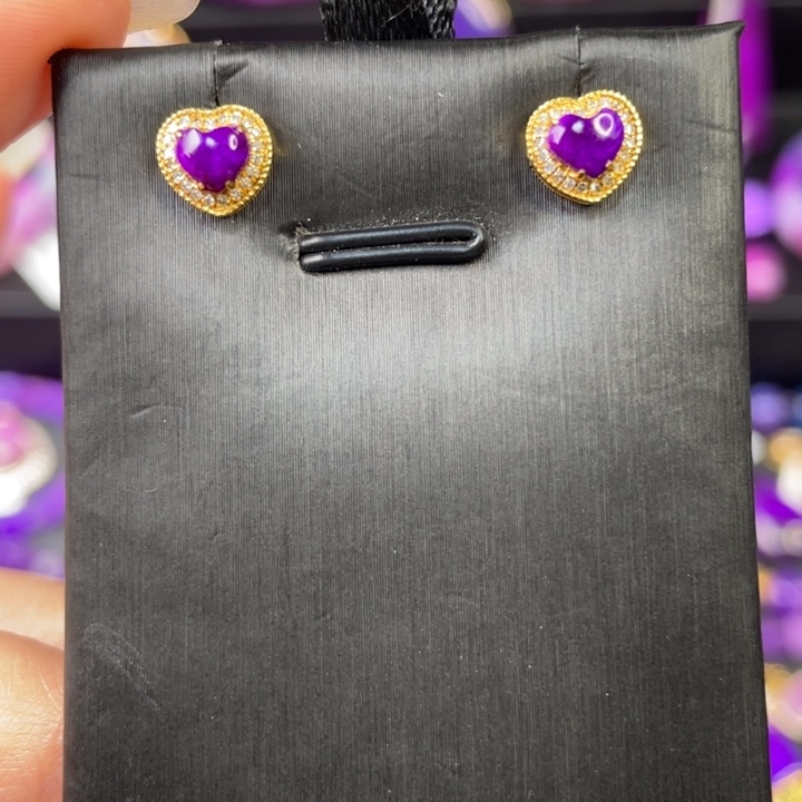 苏纪石（舒俱来）耳钉18K金镶嵌