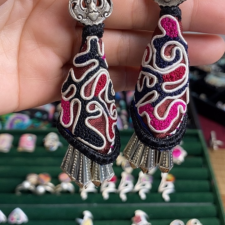 玻璃足银耳环耳环