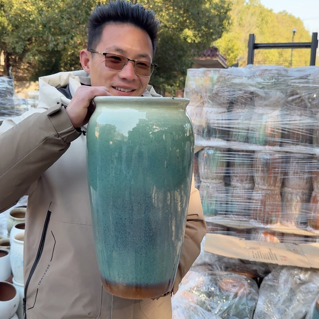 紫砂花盆口20高40（一个绿老庄