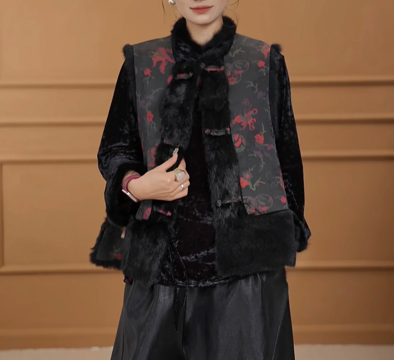 新中式国风高定气质兔毛加厚款马甲