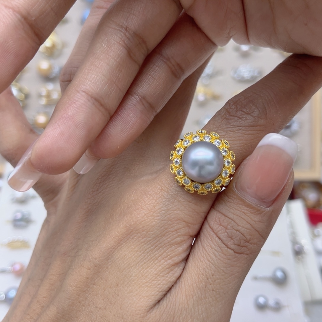 冬***洋戒指合金淡水珍珠