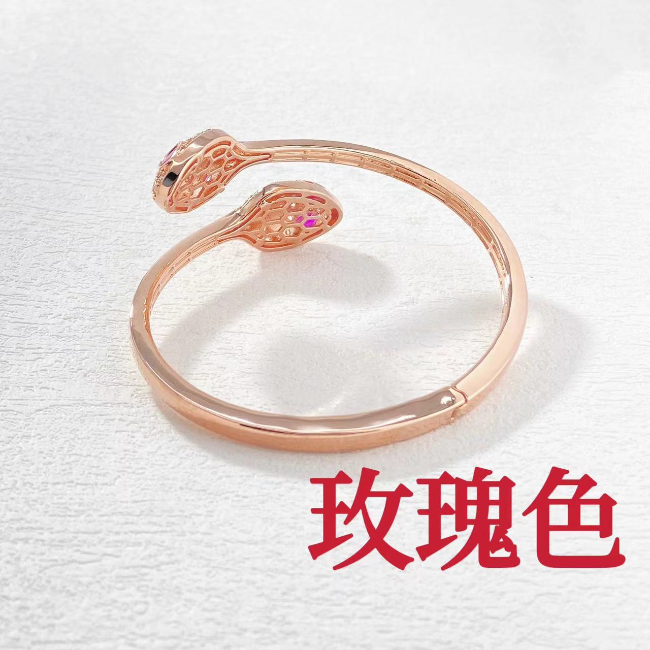 铜合金手镯 木木（YS390）57毫米*47毫米 满镶双蛇头手镯