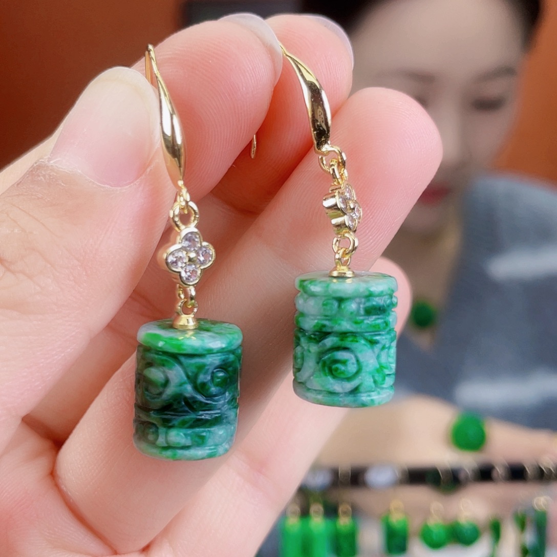 翡翠未镶嵌耳饰饰品