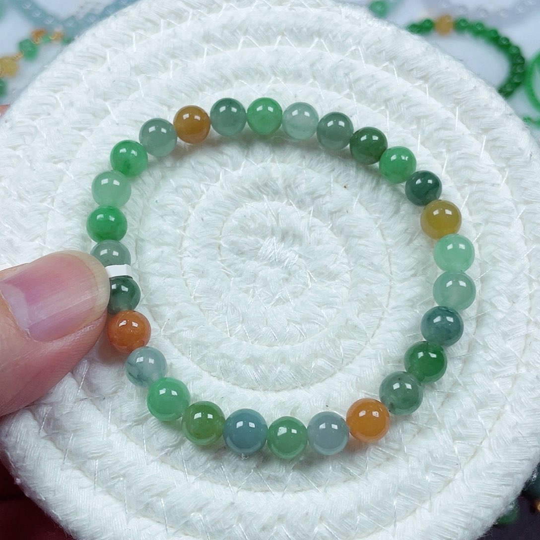 翡翠未镶嵌手链天然缅甸翡翠A货卡6.7