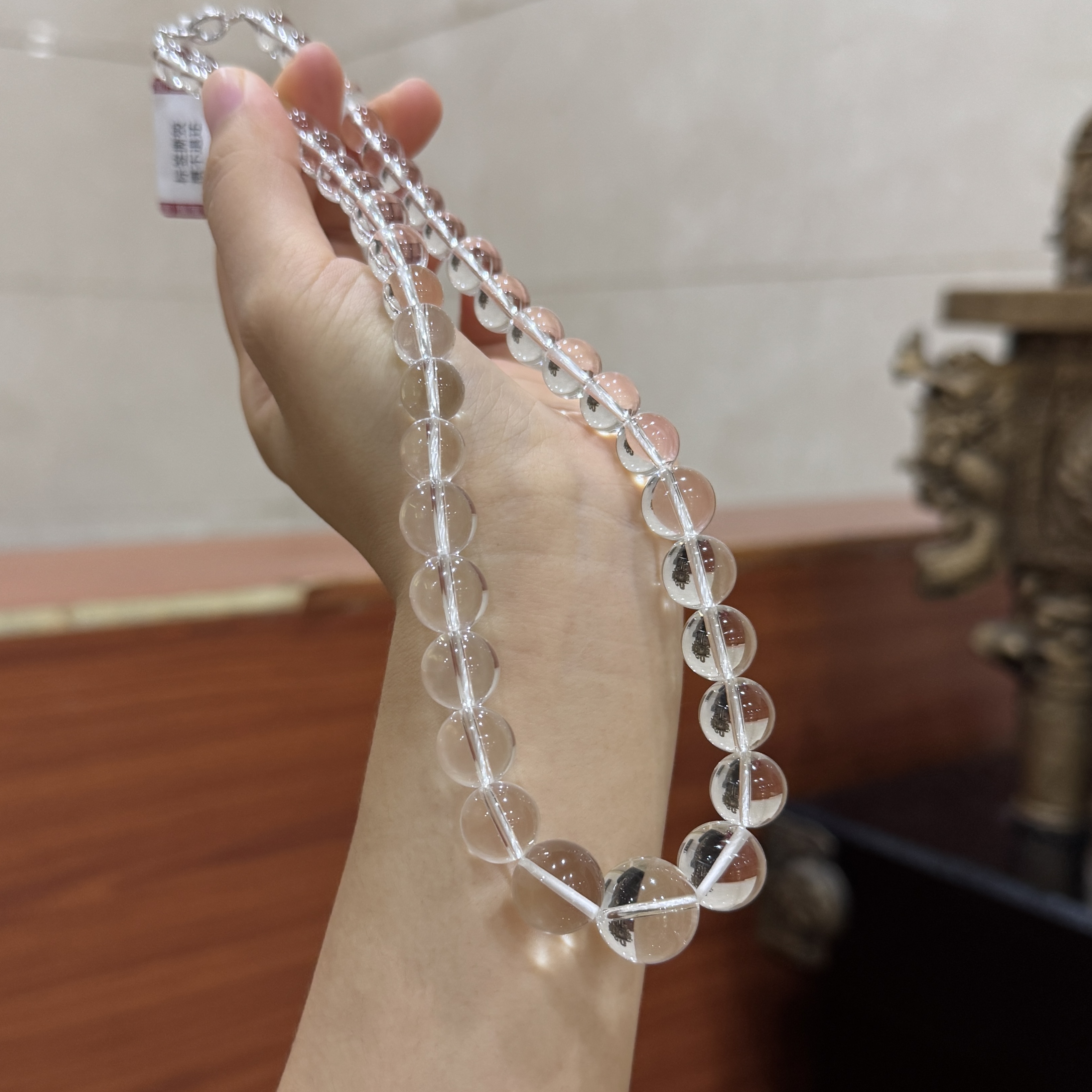 霁月·天然8-16mm白水晶925银塔链