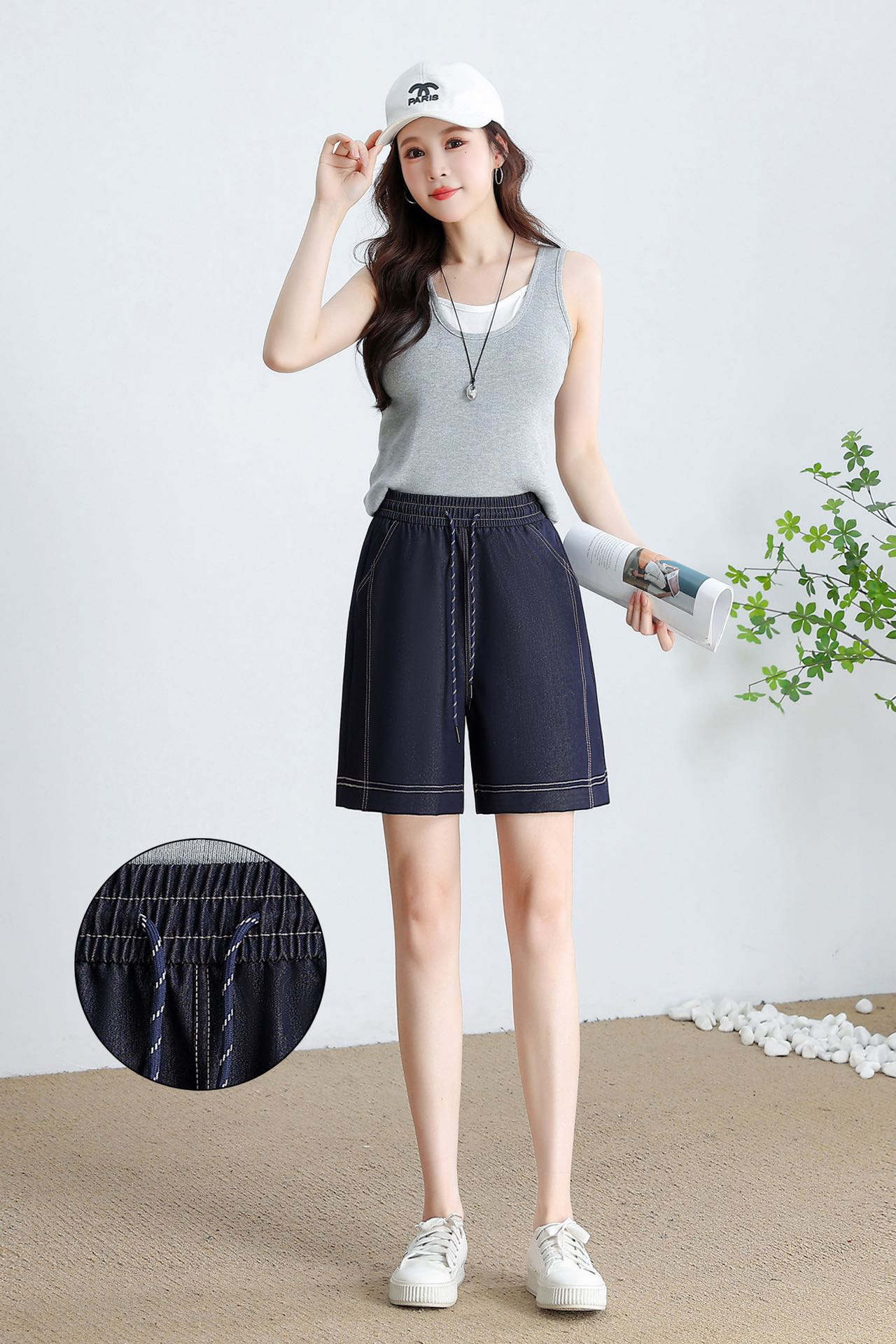 痞帅风薄款夏季阔腿裤水洗短裤外穿时尚直筒韩版休闲