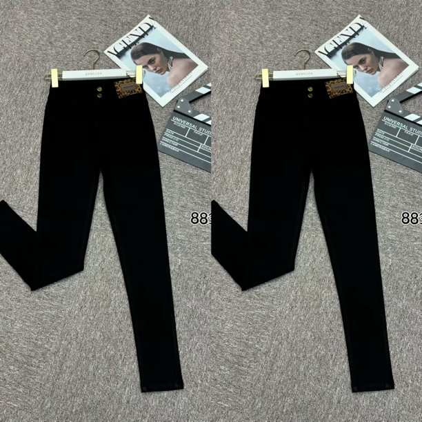 新款显瘦收腰加厚小脚黑色百搭时尚长裤8836