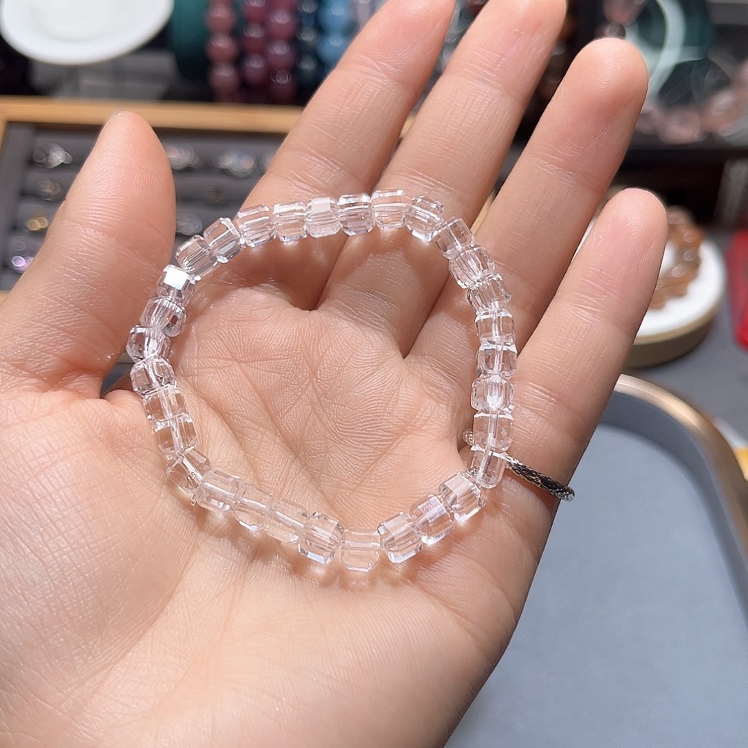 水晶手链未镶嵌小方糖白水晶6-7