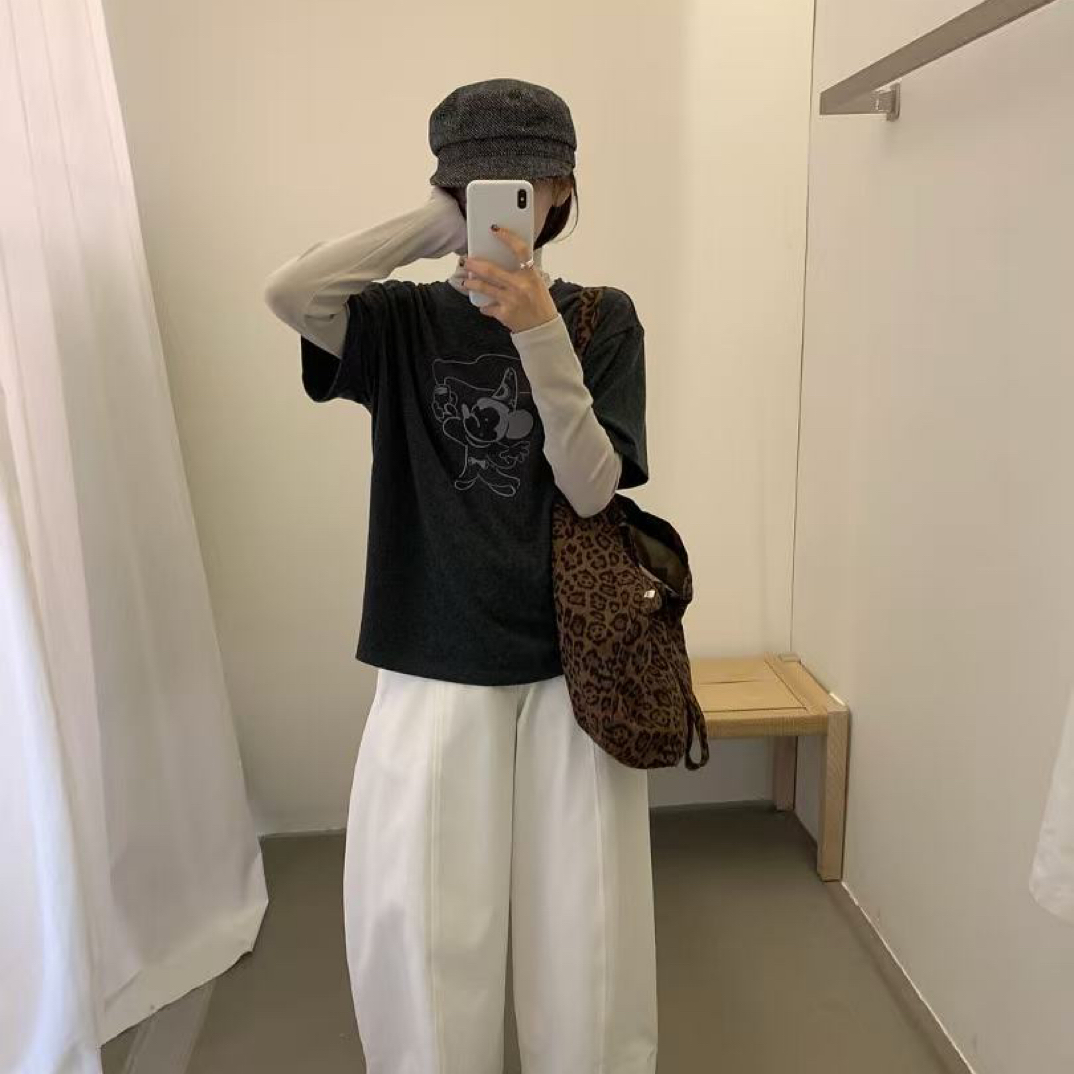 lovely@z6900 韩系简约趣味印花圆领短袖T恤 10-15