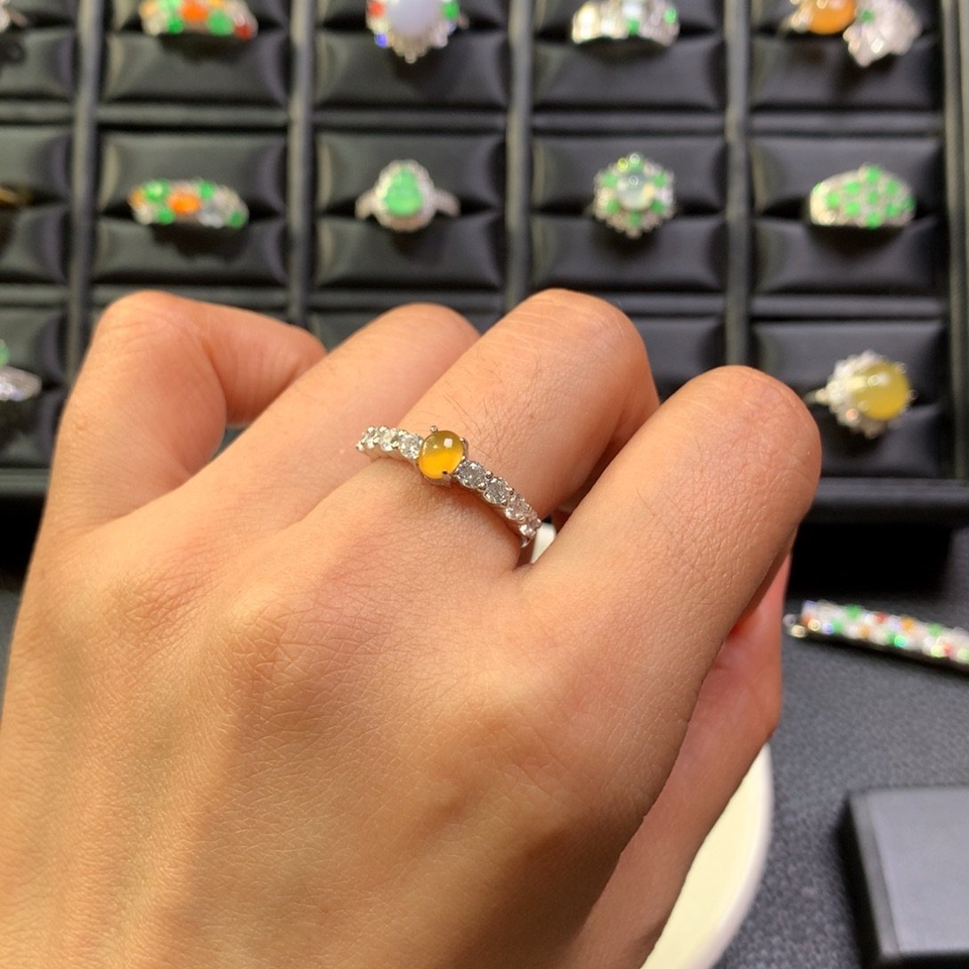 翡翠银S925镶嵌戒指