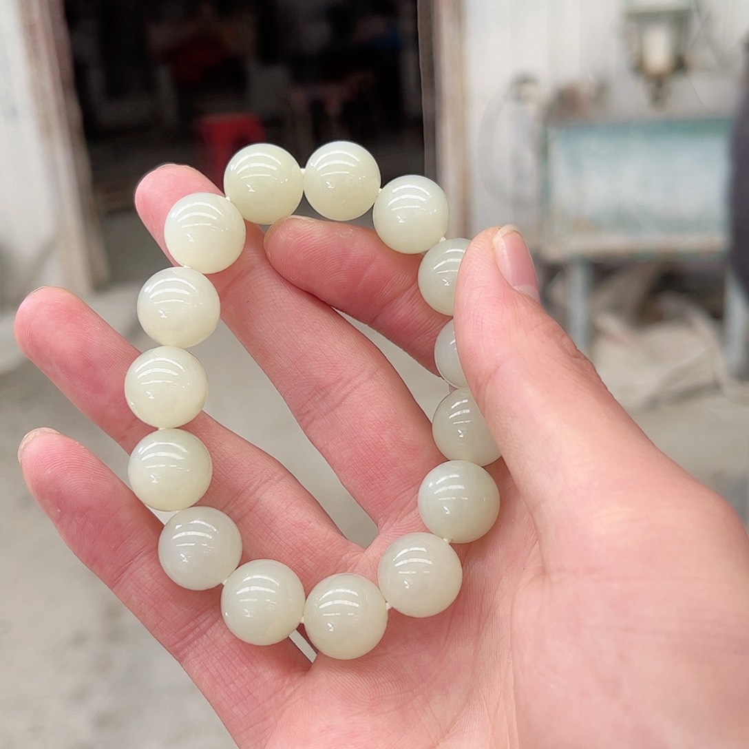 和田玉手链未镶嵌纯天然和田玉/14手串350
