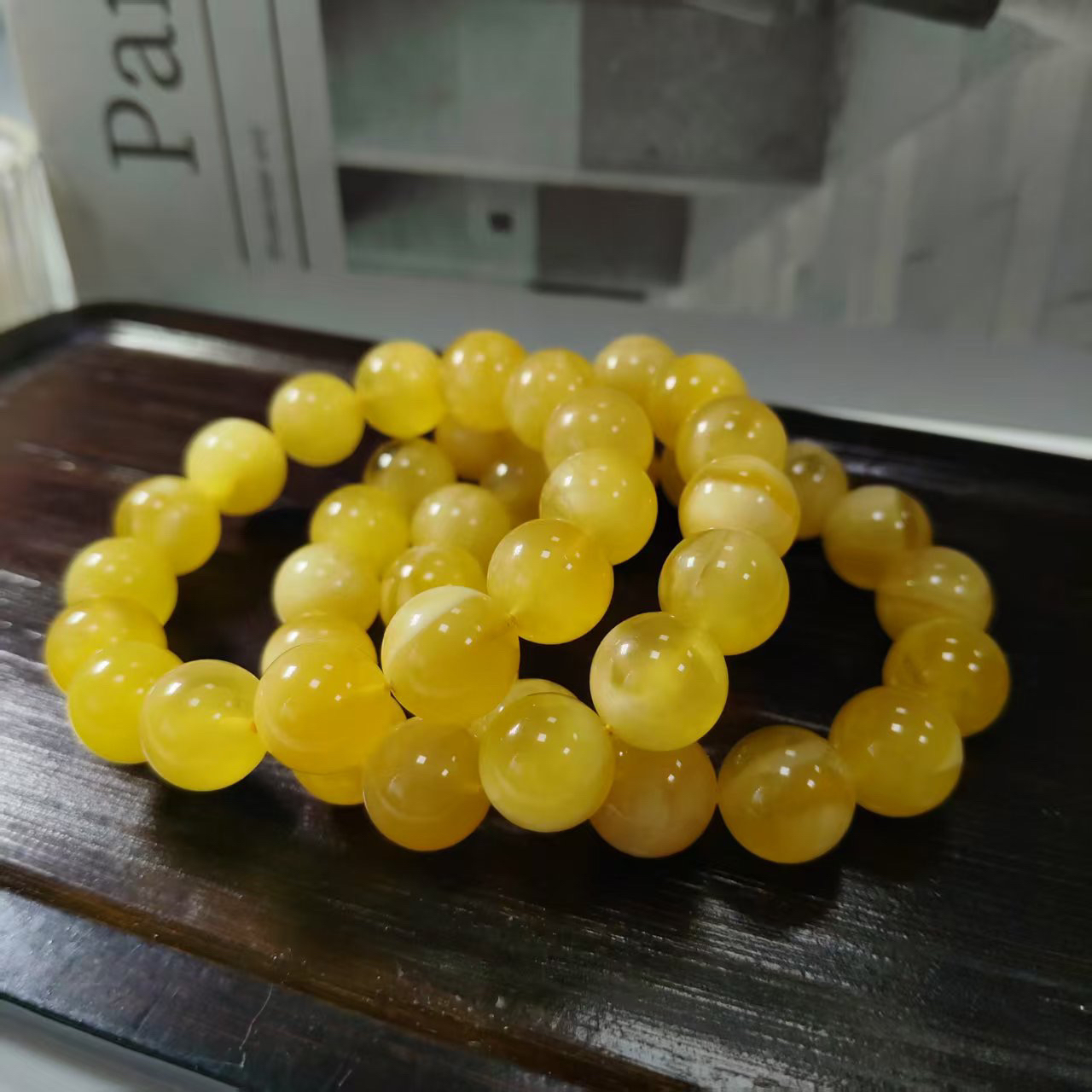 【书记甄选】天然蜜蜡单圈手链 多样性发一件 约14mm 3302LF