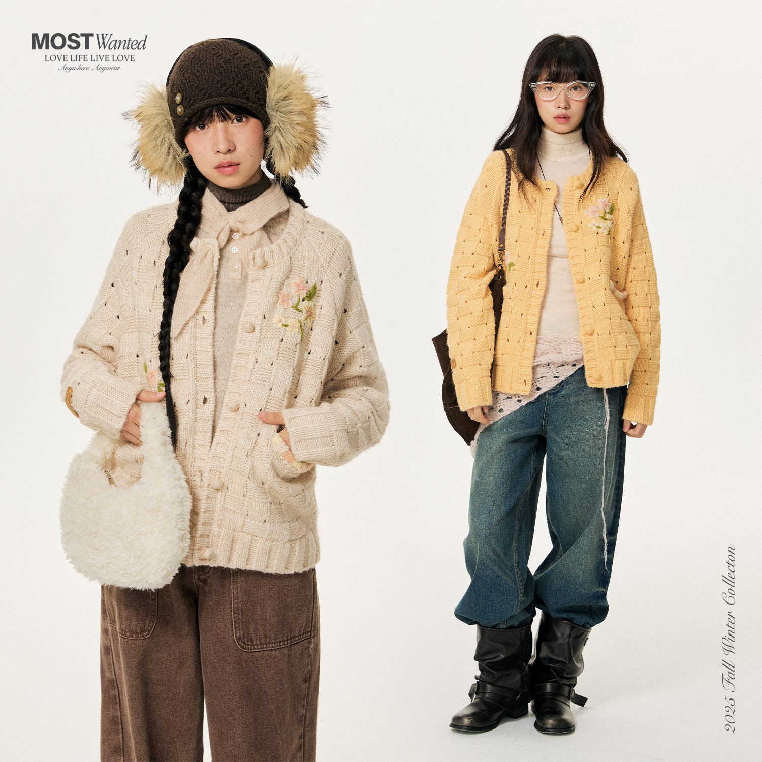 小花手绣编织绞花圆领毛衣开衫