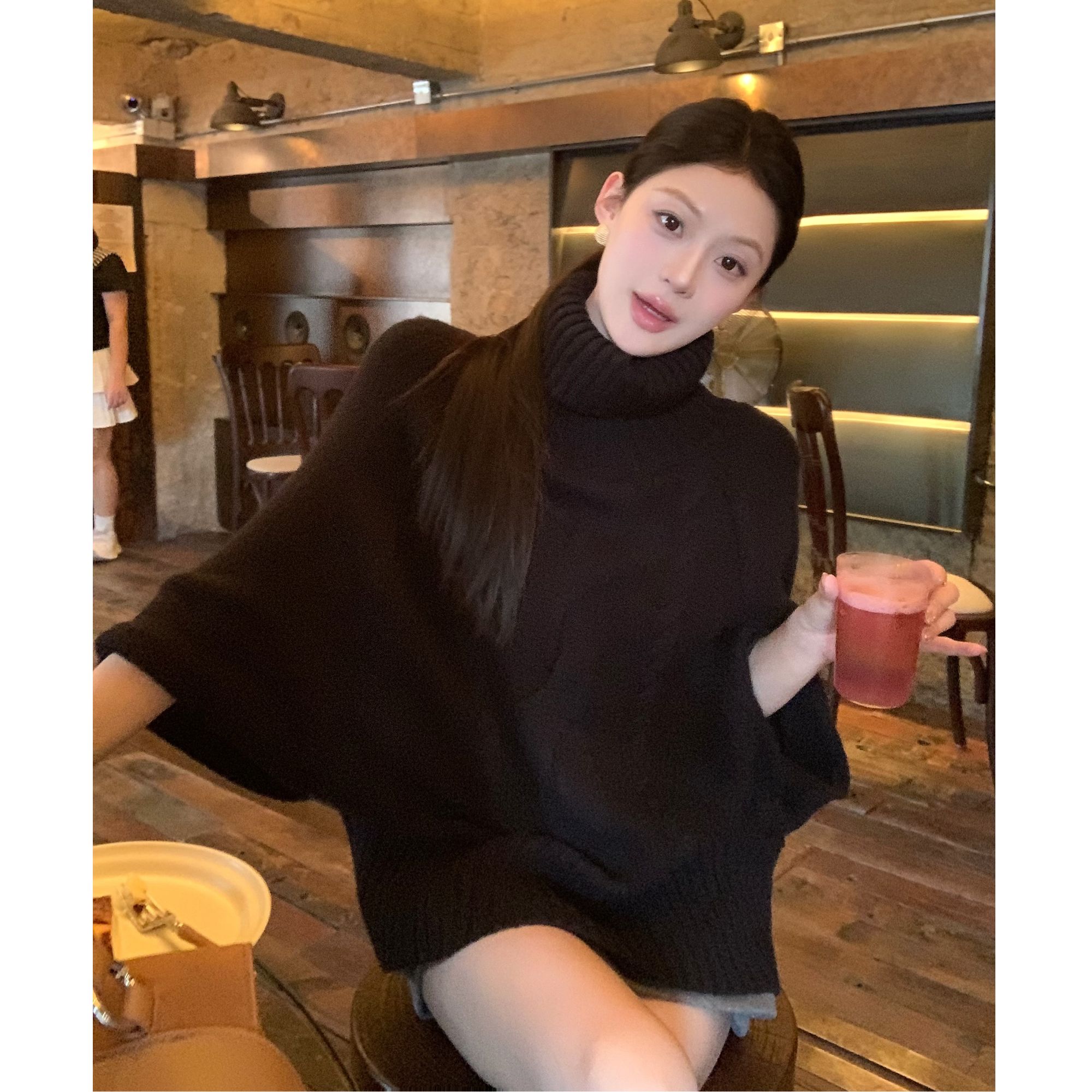 JINY | “温雅限定"【美利奴羊毛】麻花蝙蝠袖高领斗篷毛衣 MAM30618