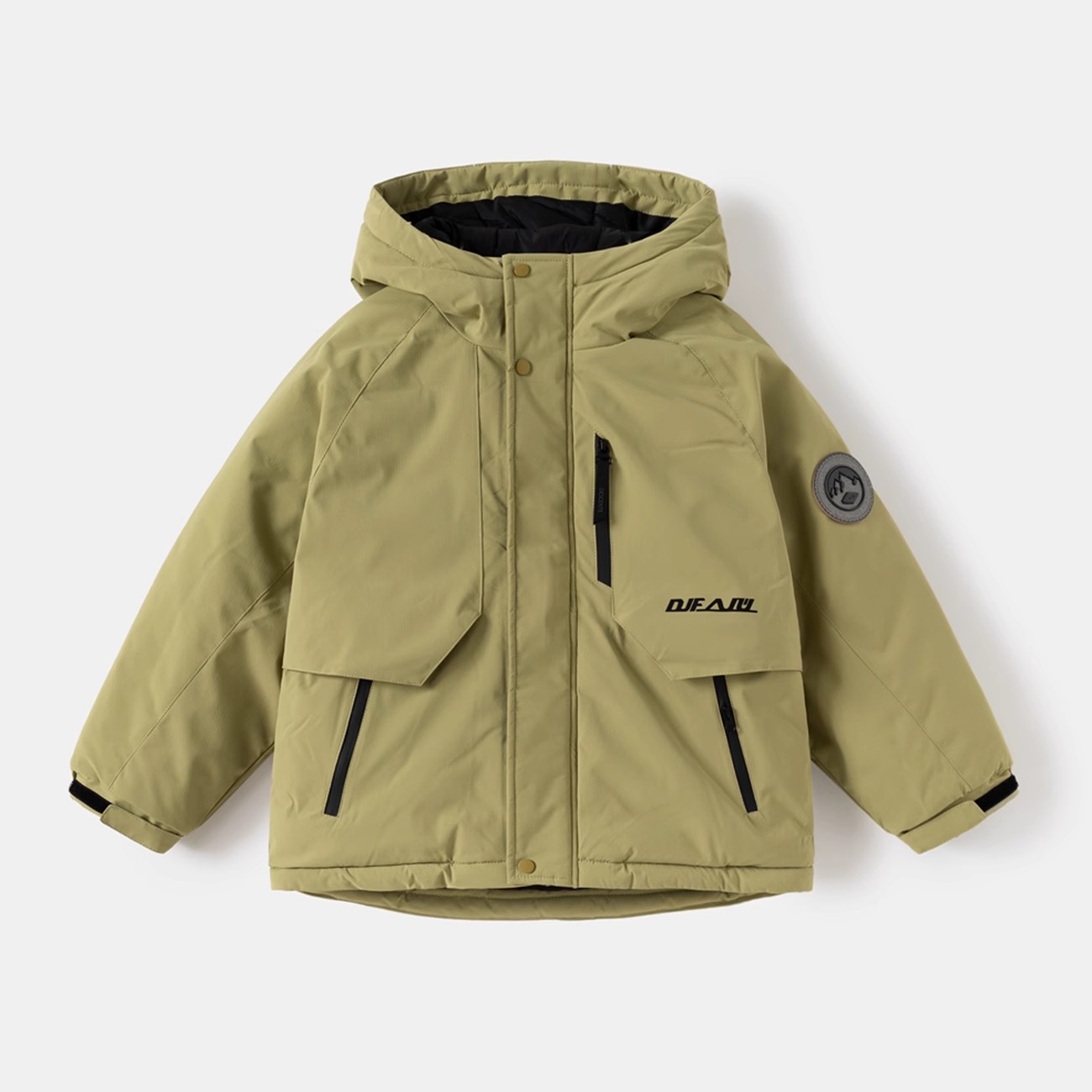 外贸童装户外风男童连帽棉服冬季防风保暖工装口袋机能冲锋衣外套