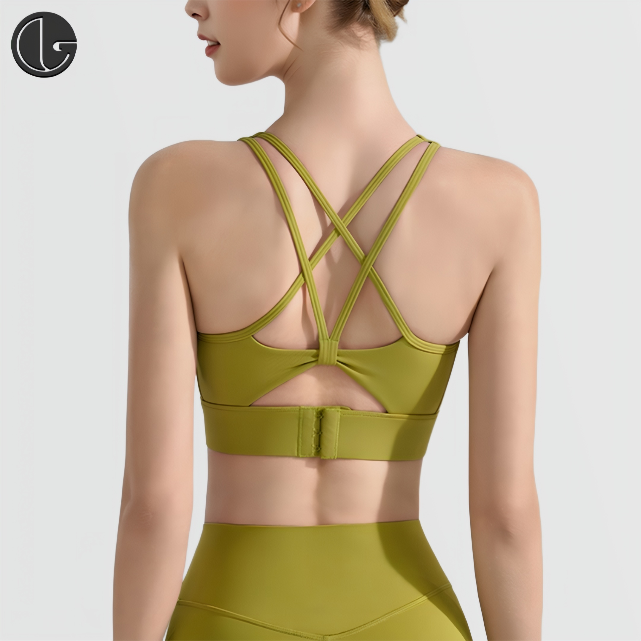 高强度双肩带运动内衣女U领带胸垫聚拢瑜伽背心蝴蝶美背健身文胸