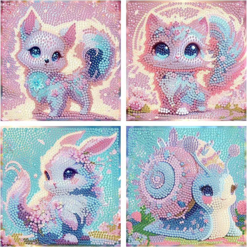 大小钻石贴画儿童手工diy材料包卡通动物贴画亚马逊热销