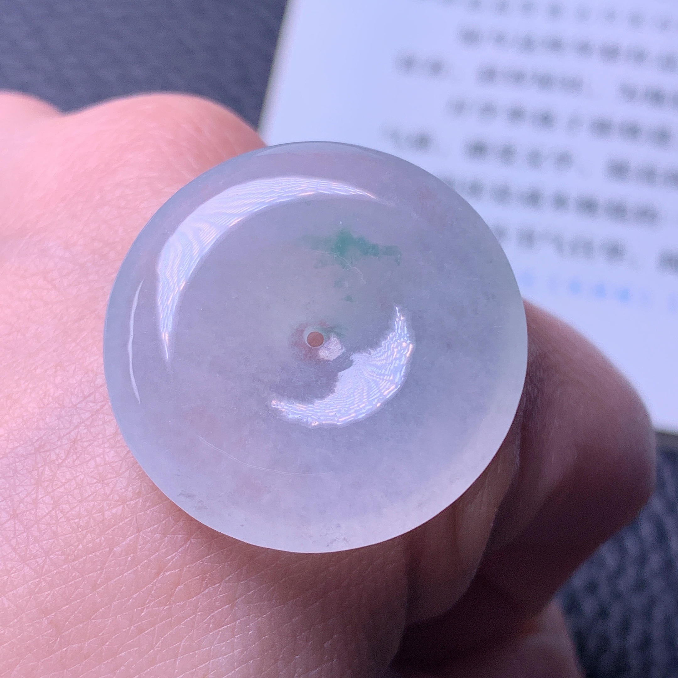 天然缅甸a货翡翠冰飘绿花平安扣玉吊坠27/5