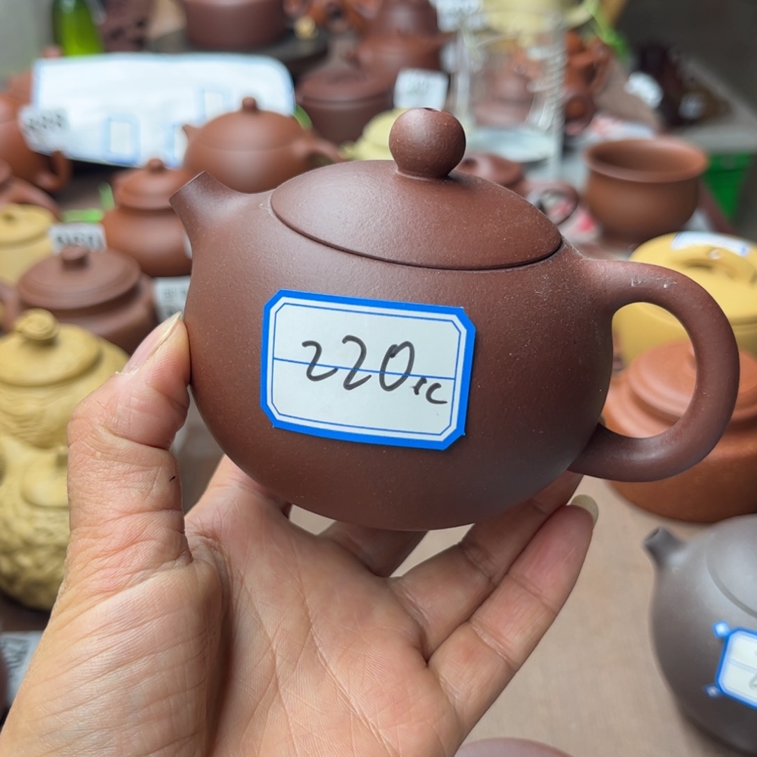 紫砂茶壶底槽清半手220cc