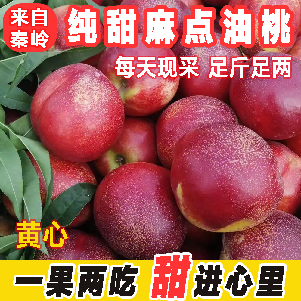 [农家自种]陕西秦岭露天种植麻点大油桃头茬现摘新鲜黄心当季水果
