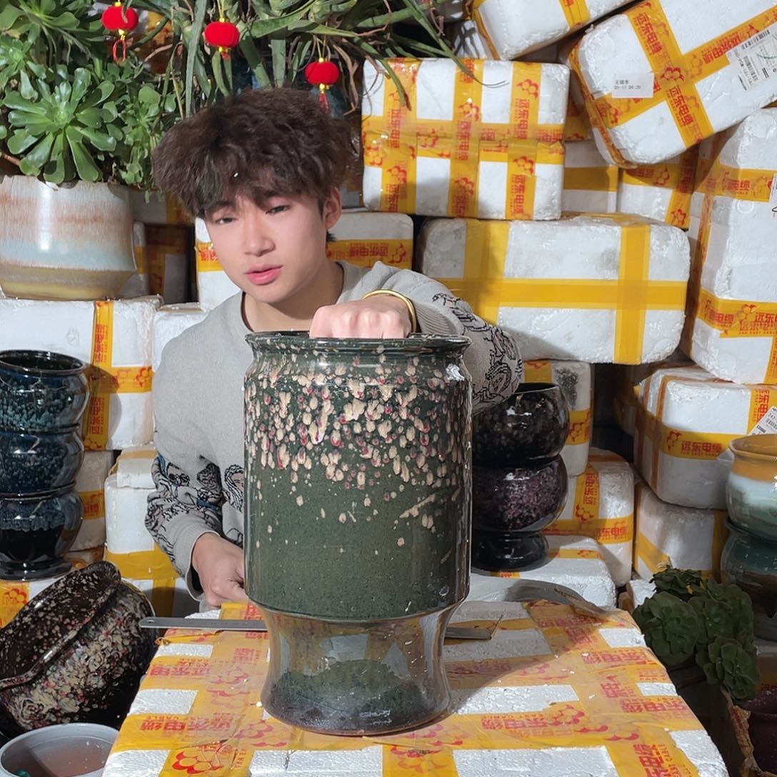 无铅玻璃宜兴紫砂花盆