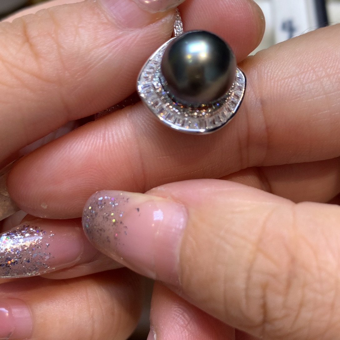 海水珍珠银S925镶嵌颈饰