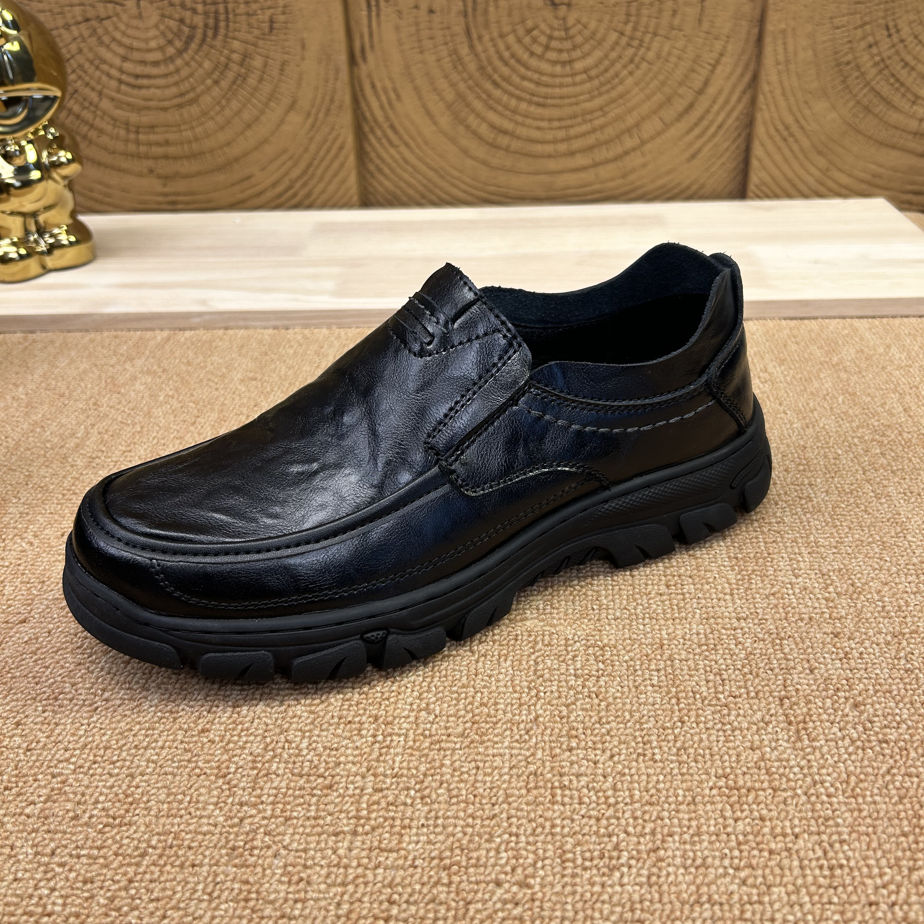 BULL/公牛夏季新款头层牛皮男士休闲皮鞋真皮宽松爸爸鞋防滑耐磨