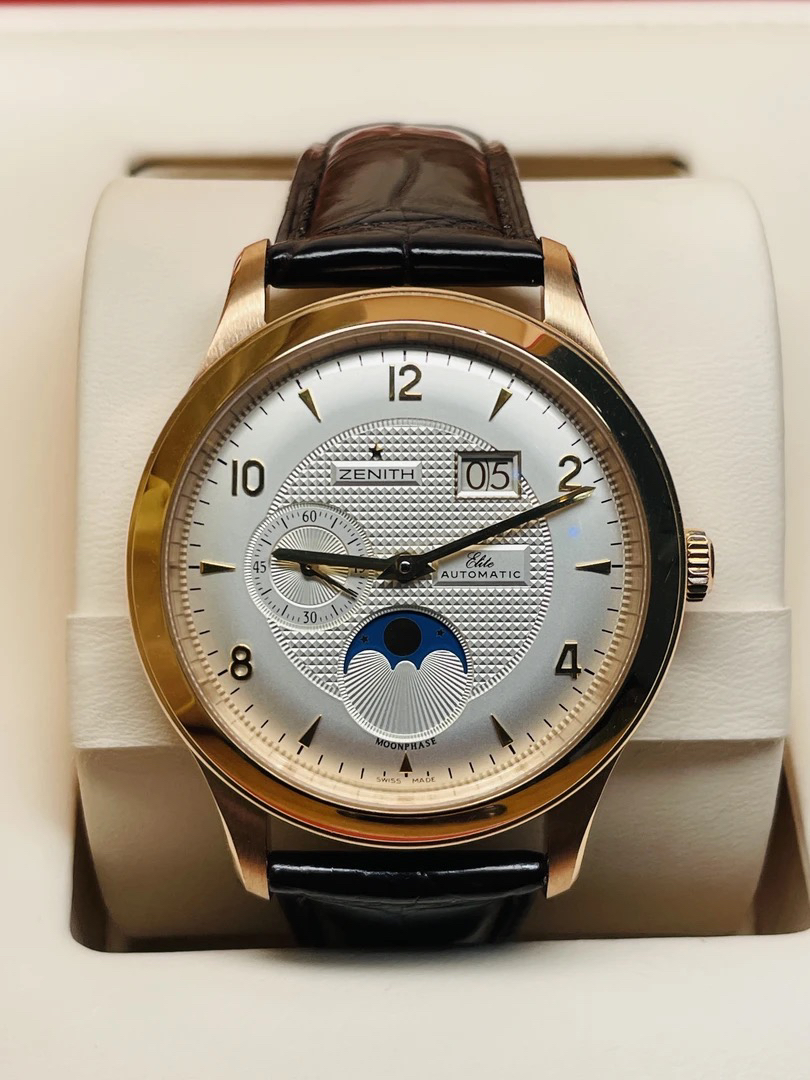 95新 Zenith/真力时 18k玫瑰金/40mm/20年全套/月相男表/针扣