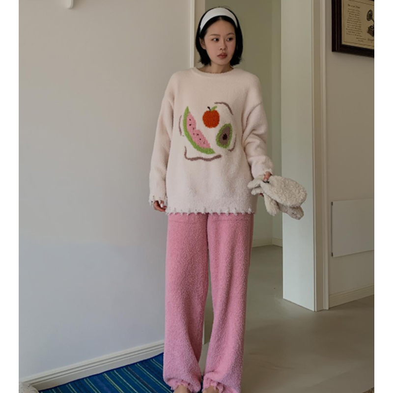 莫里伊【奶米西瓜粉】小众时尚设计休闲舒适可外穿保暖睡衣家居服