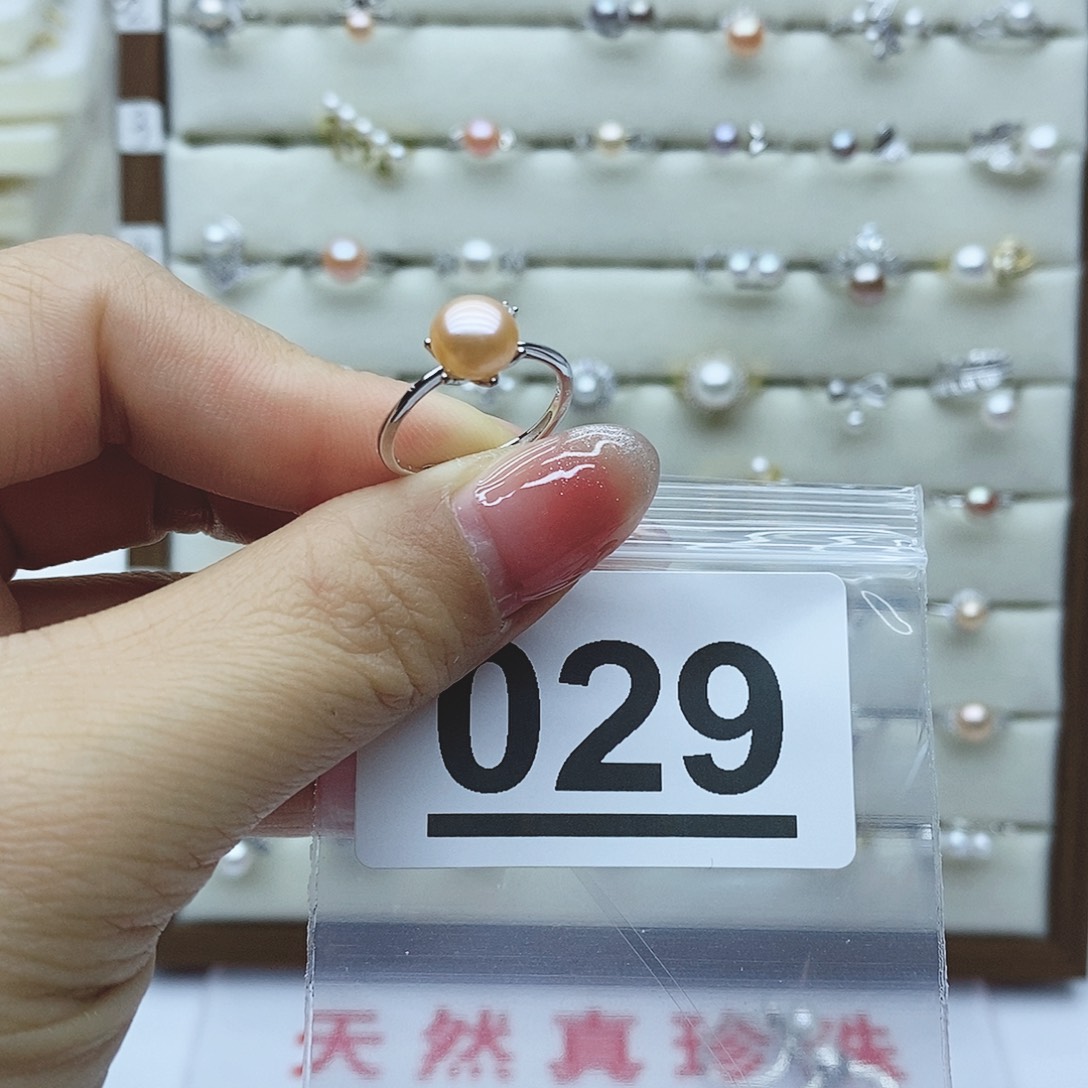 淡水珍珠戒指银S925镶嵌大*菜029