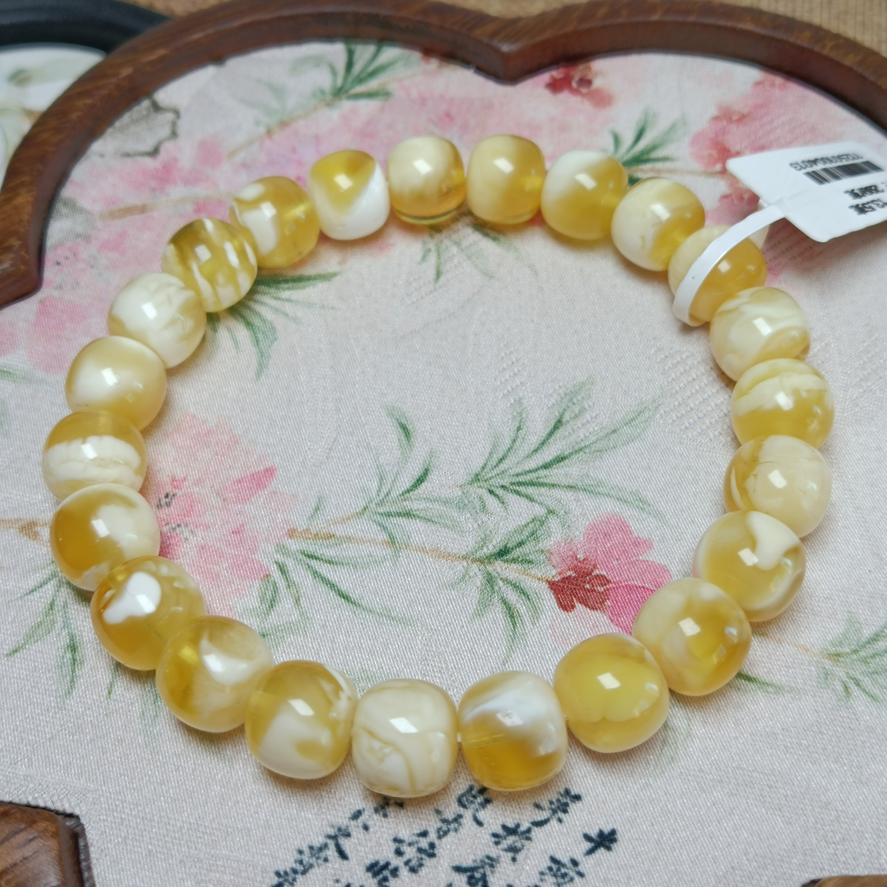 10+金瓷白高货蜜蜡老型手串~俄料原矿~4013