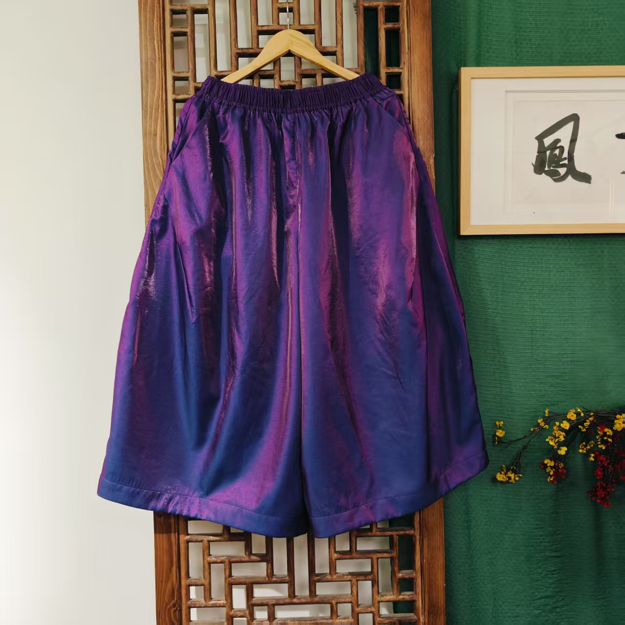 凤徕兮私人定制紫色光板全松紧花苞八分裤 (LK040-58) 单