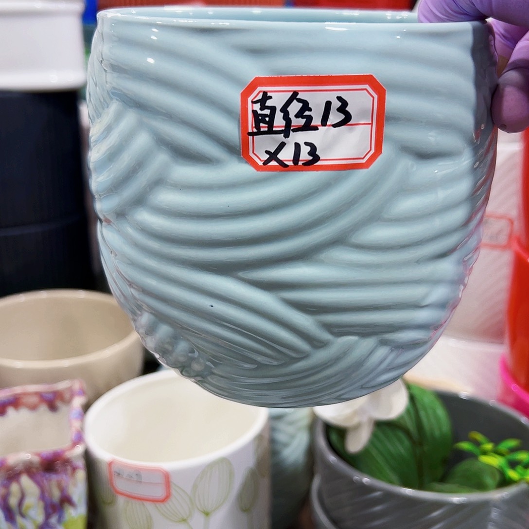 有孔外贸尾货陶瓷花盆凑单10米包邮