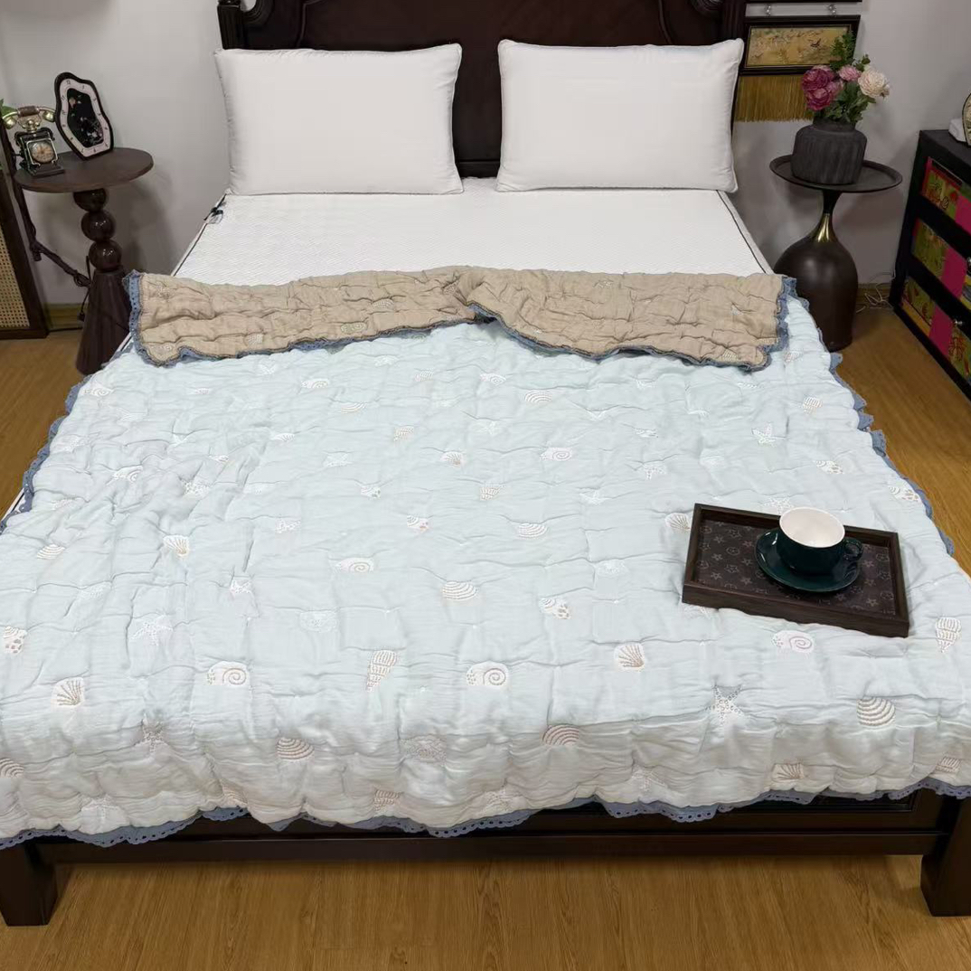 毛病大处理品！十层纱泡芙被单人150*200～会起小毛球会缩水V607