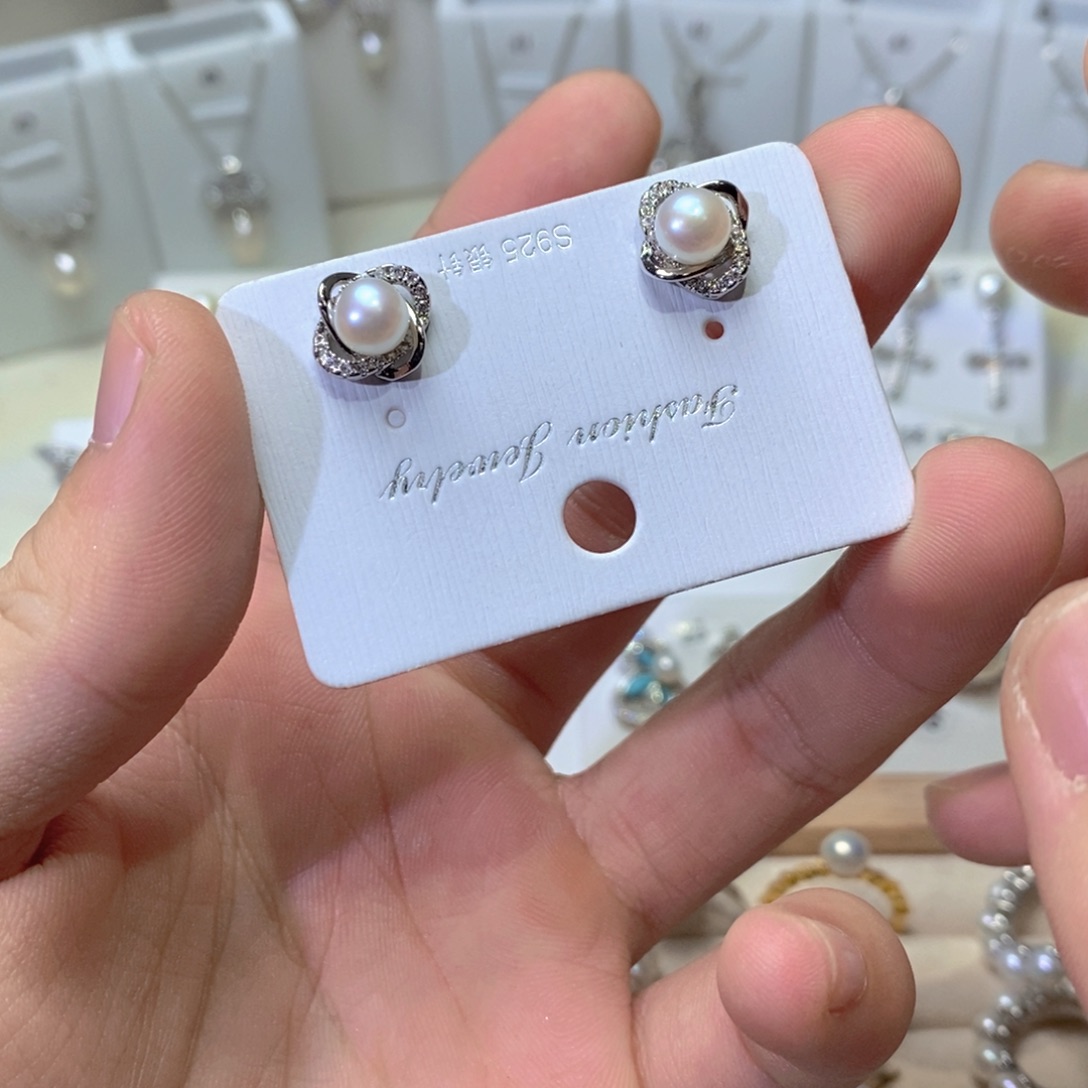 银S925镶嵌耳坠淡水珍珠