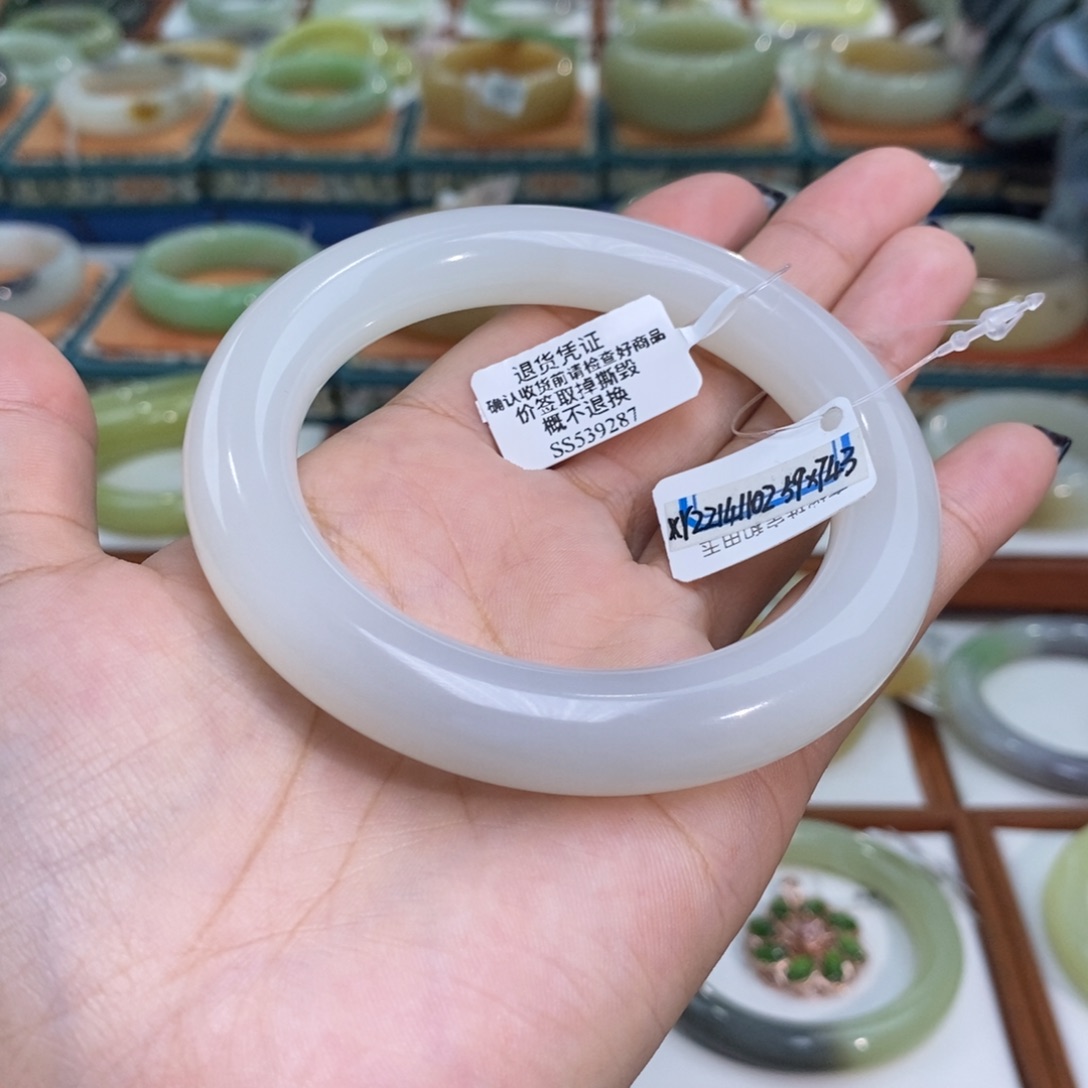 和田玉未镶嵌手镯和田玉冰紫白5960