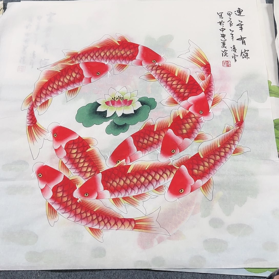 国画尺寸70X70手绘作品 