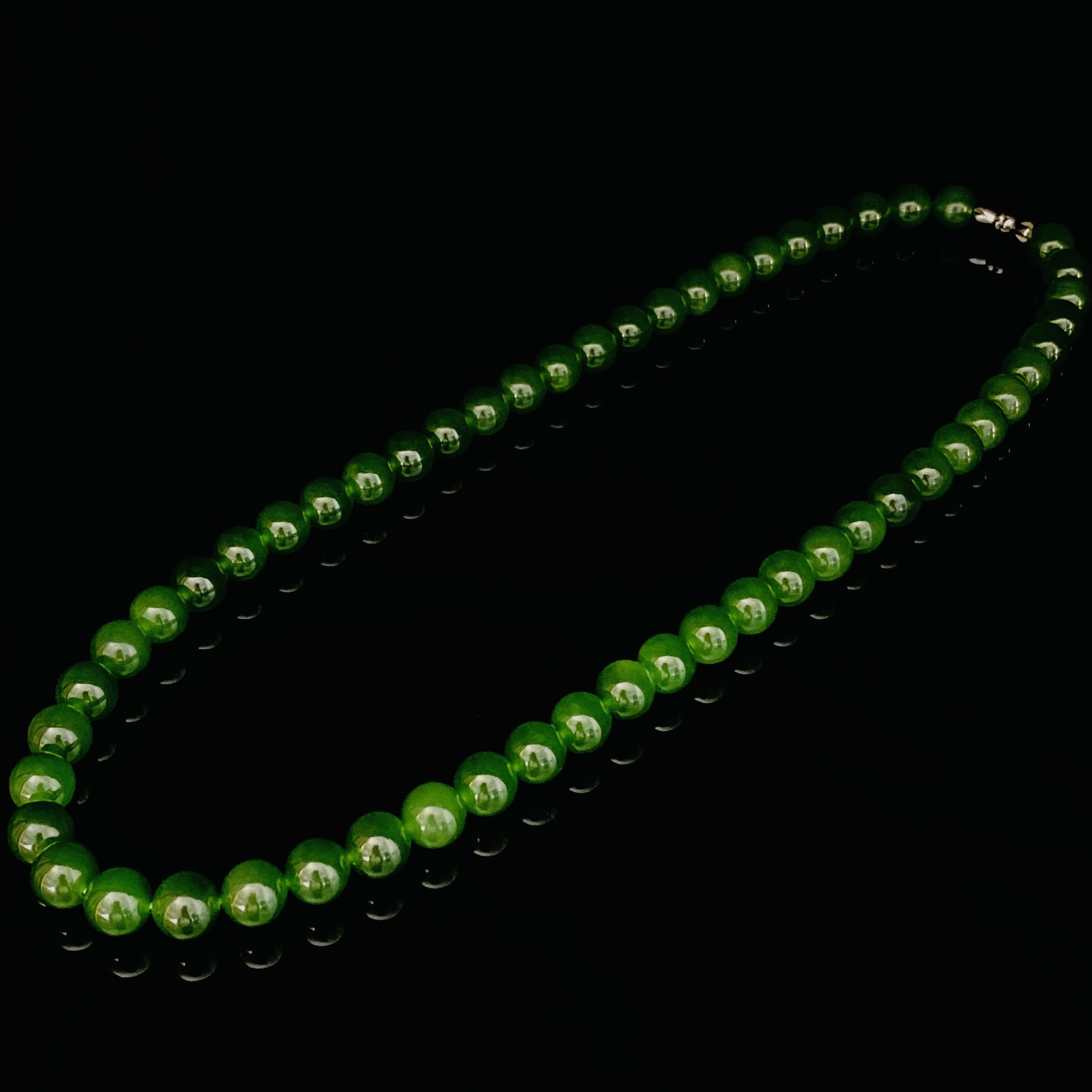 【颜选珠宝】和田玉碧玉菠菜绿（8m）圆珠项链绿色满绿气质显白妈妈链