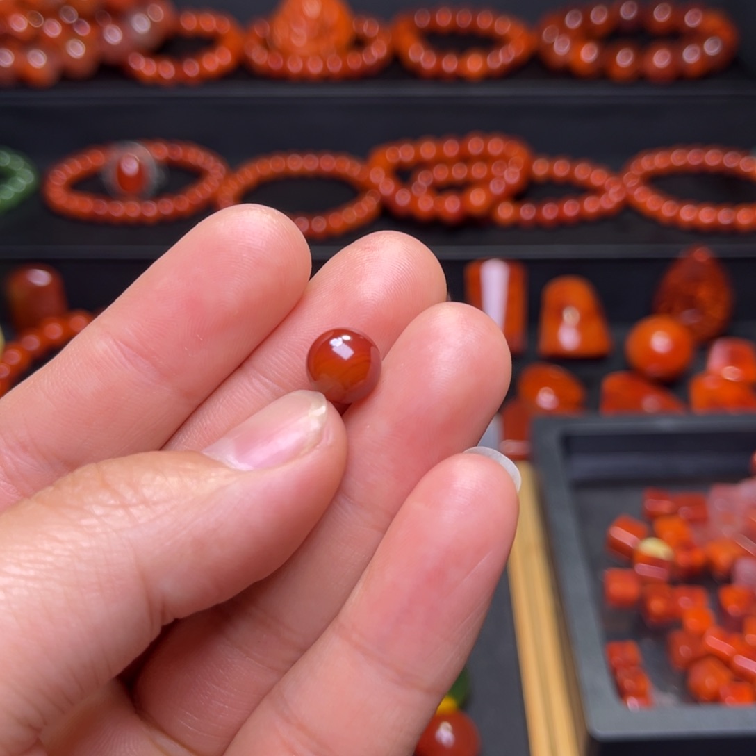 南红玛瑙珠宝奇石未镶嵌陌*原矿瓦西单珠9.2mm