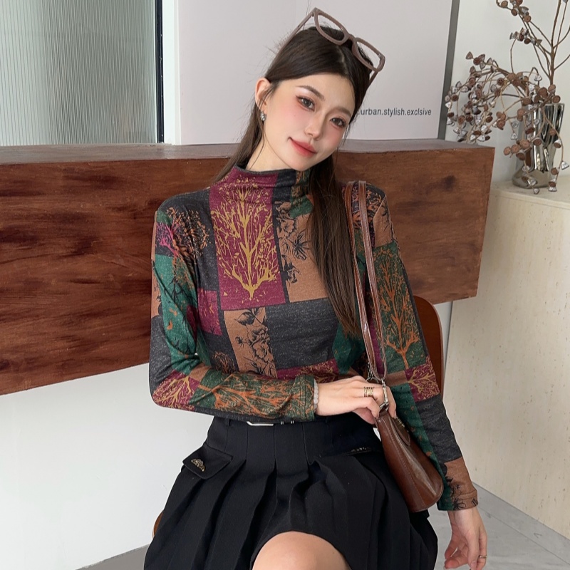 美拉德色系-半高领德绒打底衫 舒适软糯弹力亲肤双面穿-8801MY