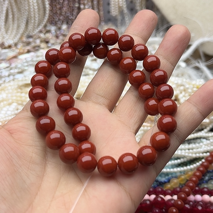 玛瑙/玉髓未镶嵌珠宝半成品一条10mm左右南红