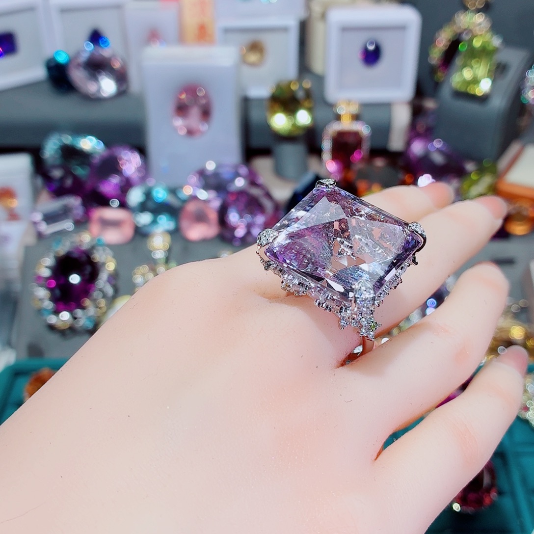 银S925镶嵌戒指水晶