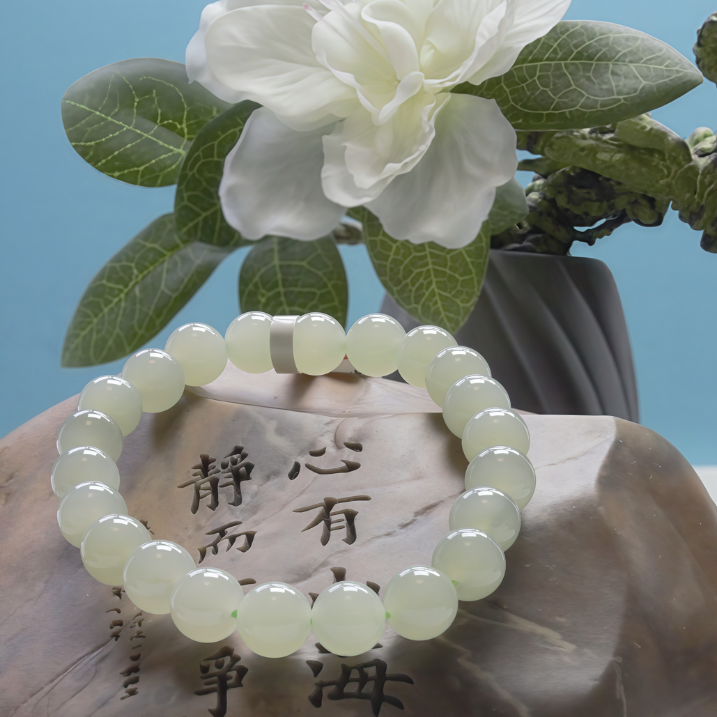 浅晴水卡8mm和田玉手串冰晴水冰底油润冰晴水手串多样性拍一发一