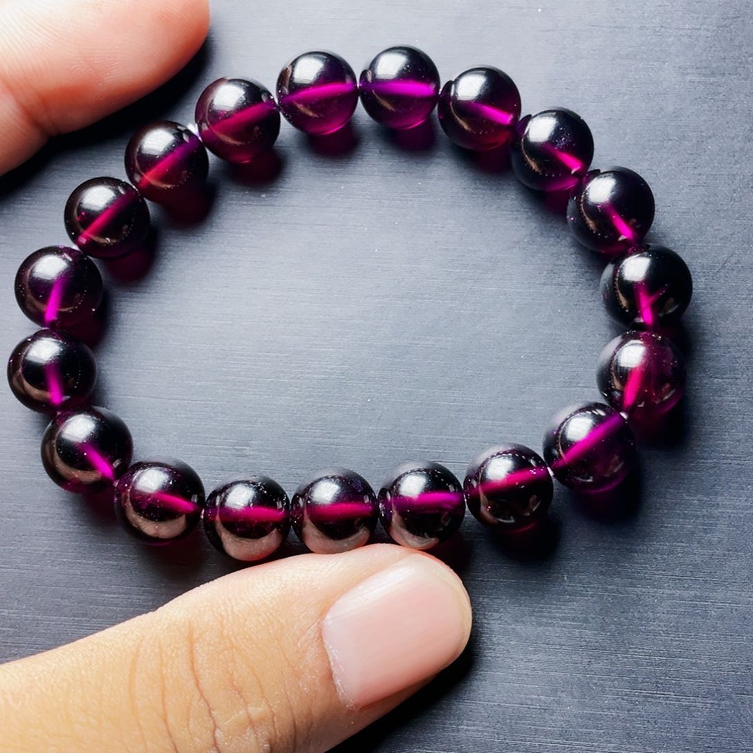 石榴石手链未镶嵌10MM毕业级紫牙乌单圈天花板10A级