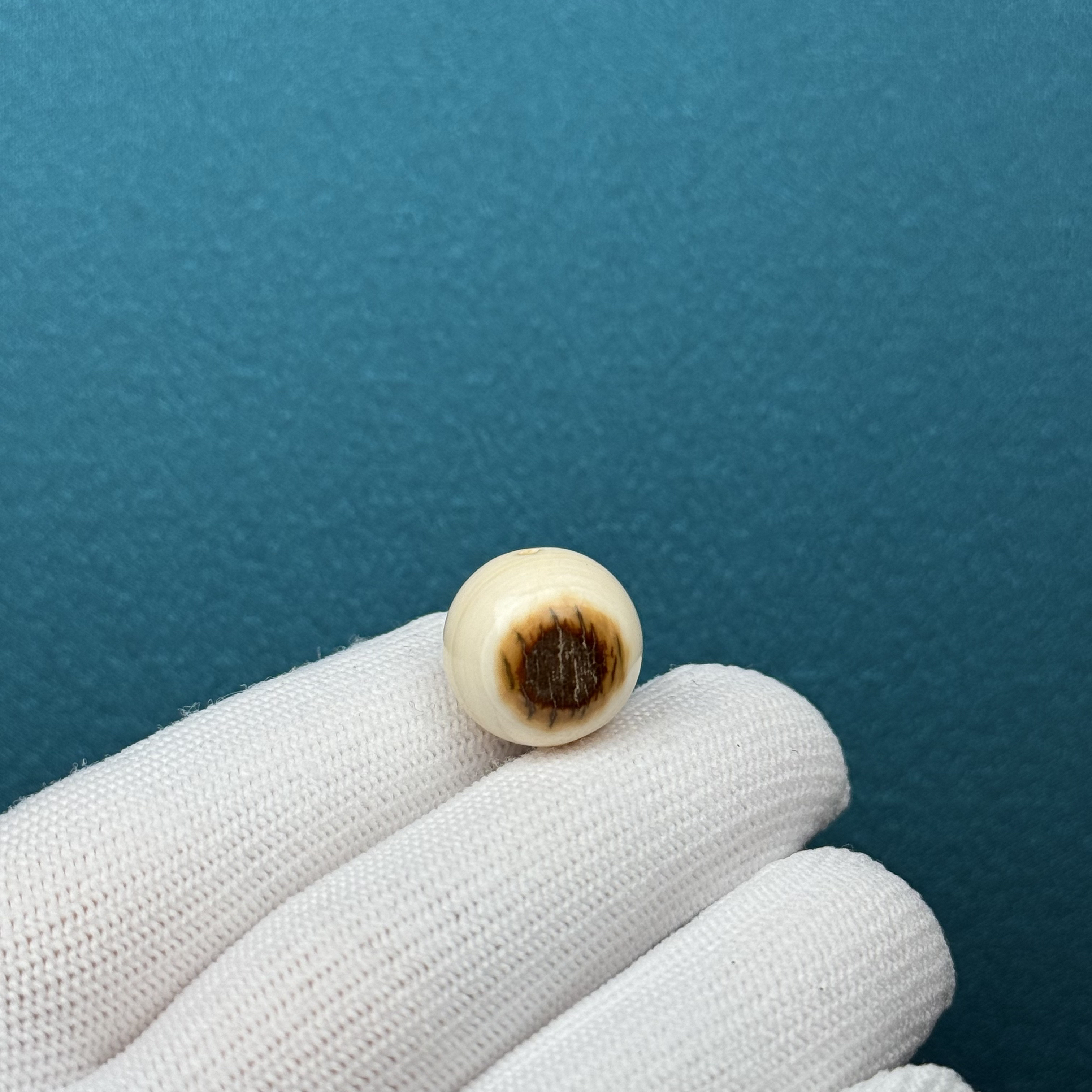 D55-99天然猛犸牙 黄金瞳圆珠15.2mm支持复检假一罚十