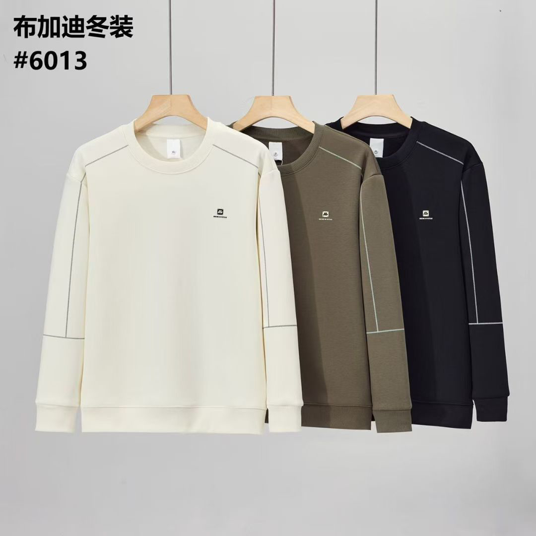 加厚加绒设计感套头卫衣男士简约百搭高级圆领上衣帅气休闲打底衫